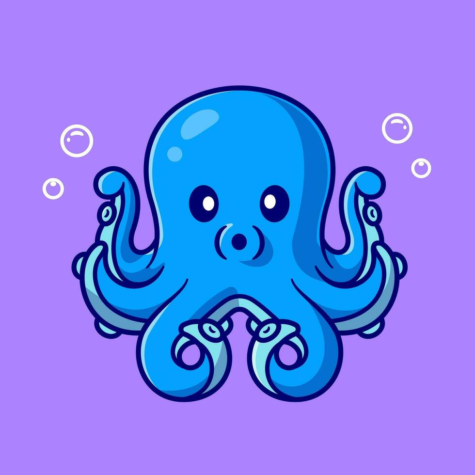 schattige octopus cartoon vector pictogram illustratie. dierlijke natuur pictogram concept geïsoleerde premium vector. platte cartoonstijl