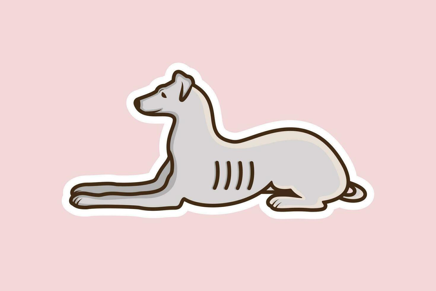 schattig hond zittend tekenfilm karakter sticker vector illustratie. dier natuur icoon concept. aanbiddelijk hond sticker stijl vector ontwerp met schaduw.