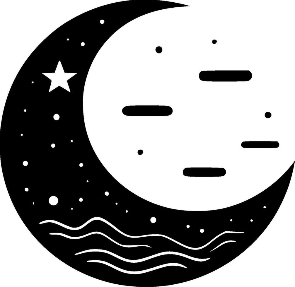 maan - minimalistische en vlak logo - vector illustratie