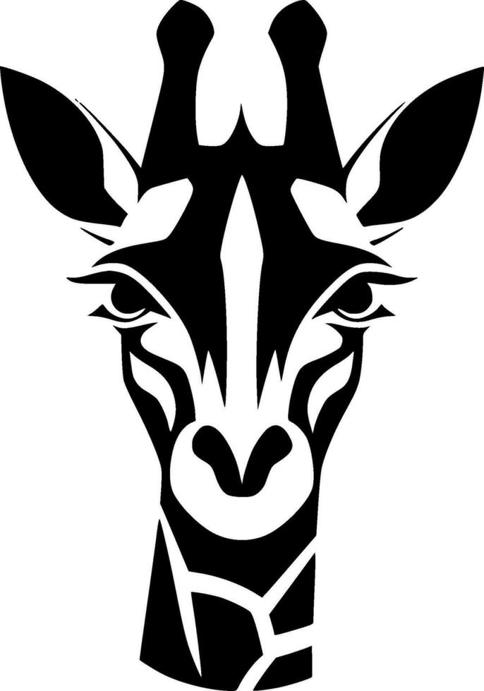 giraffe - zwart en wit geïsoleerd icoon - vector illustratie