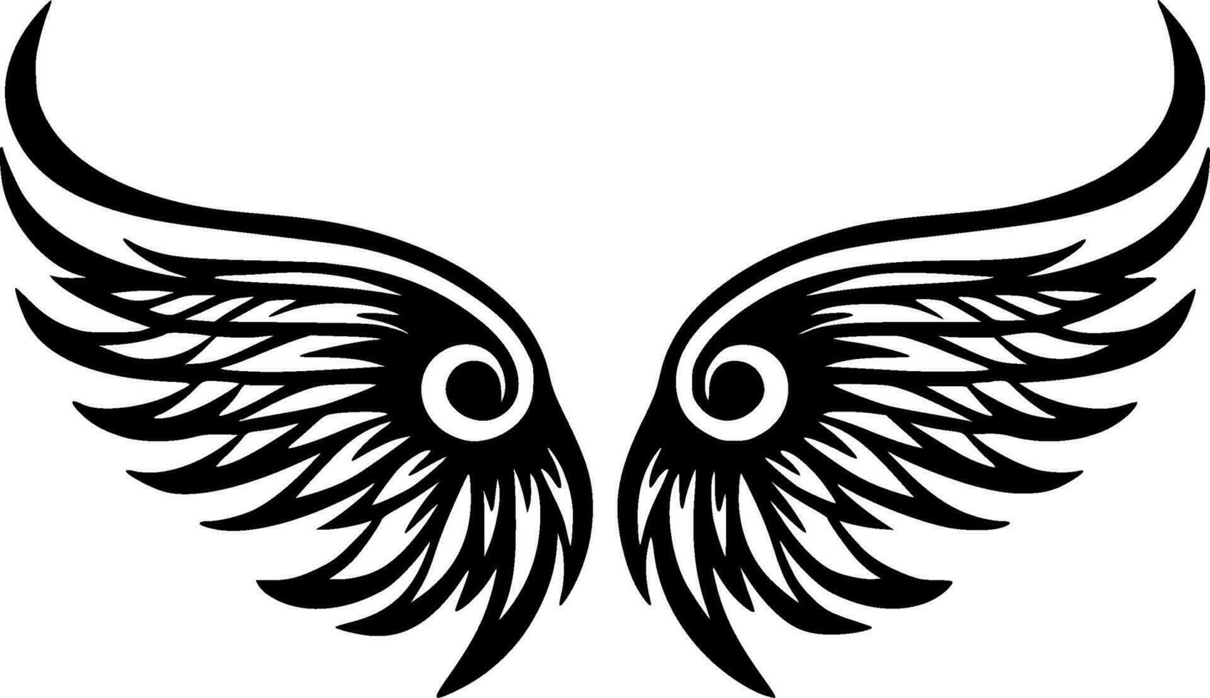 Vleugels, zwart en wit vector illustratie