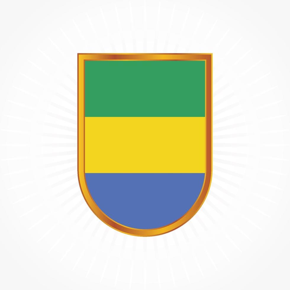 Gabon vlag vector met schild frame