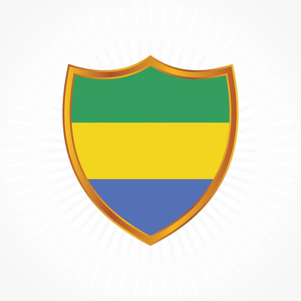 Gabon vlag vector met schild frame