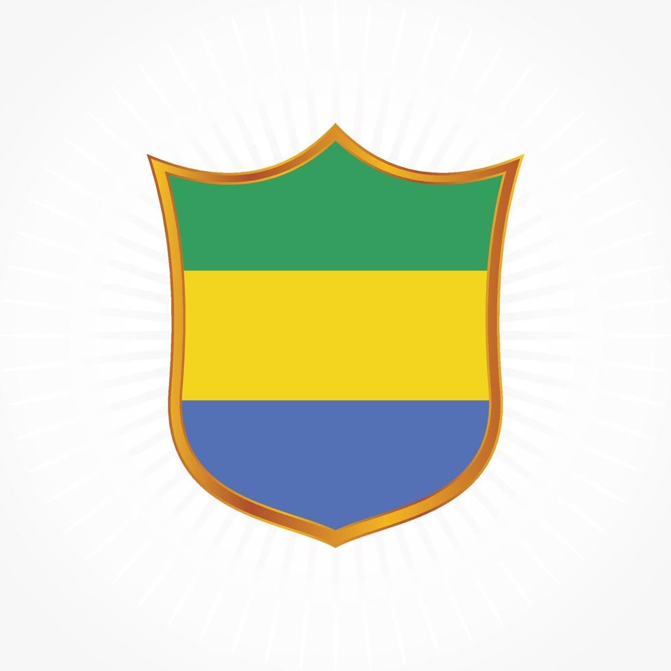 Gabon vlag vector met schild frame