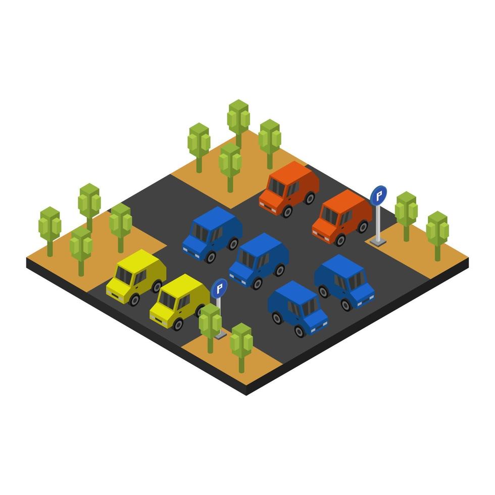 isometrisch parkeren op een witte achtergrond vector