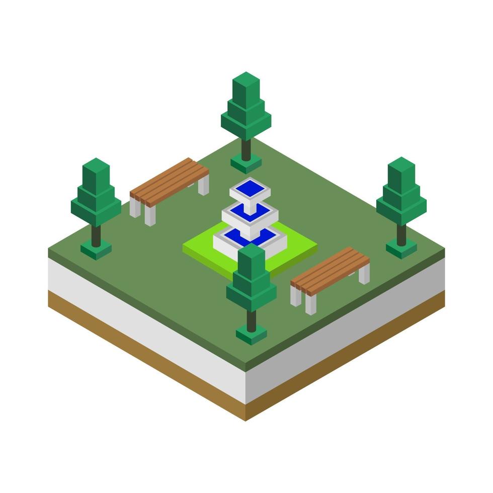 isometrisch park op een witte achtergrond vector