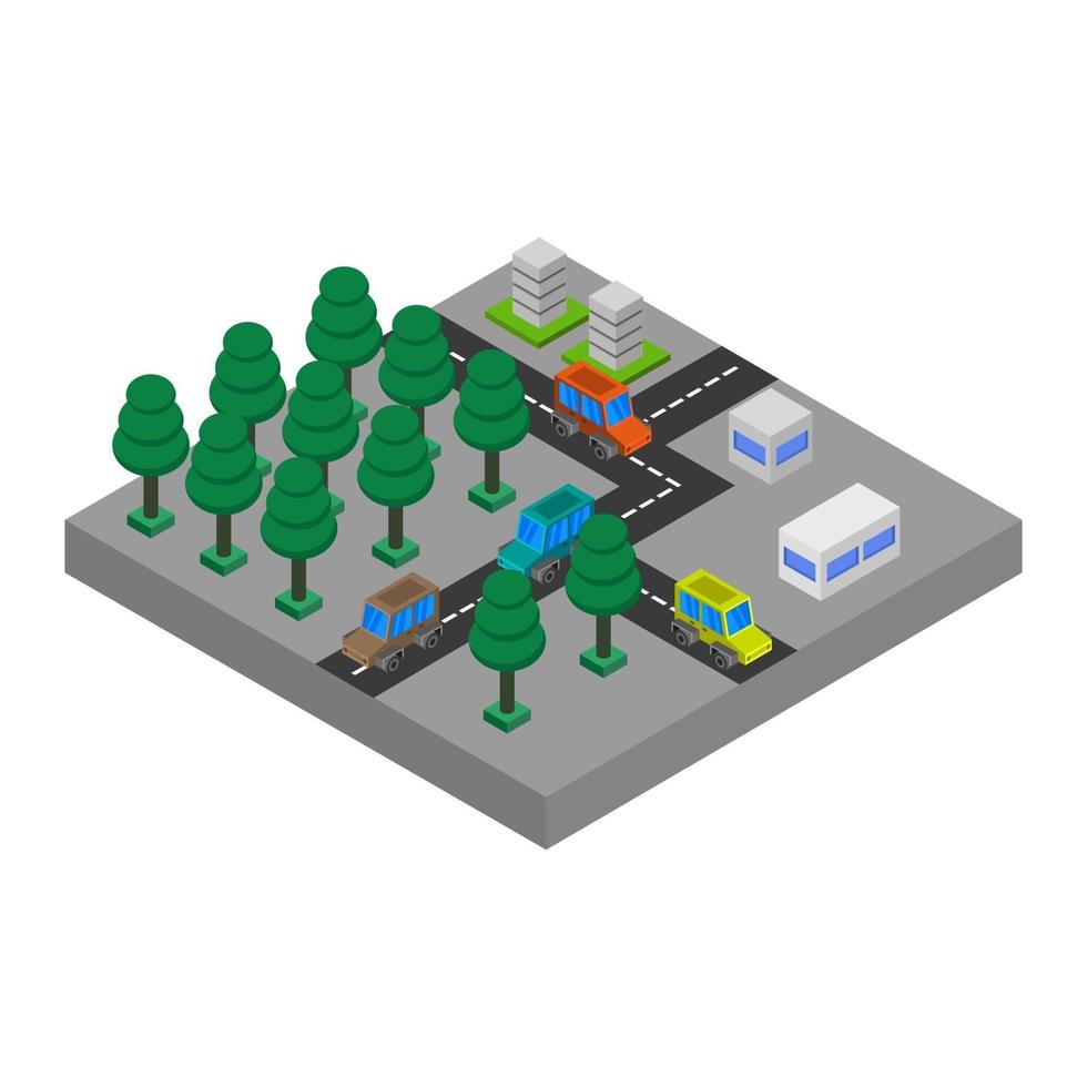 isometrische weg op een witte achtergrond vector