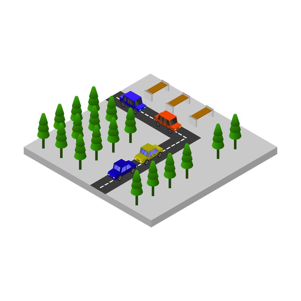 isometrische weg op een witte achtergrond vector