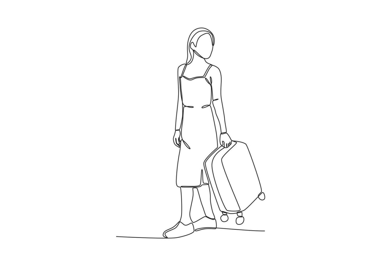 een vrouw draagt een koffer terwijl Aan vakantie vector