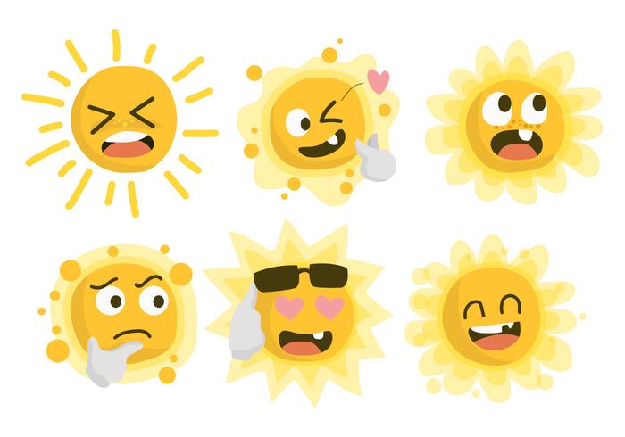 Grappige zon tekens Clipart Vector Illustratie