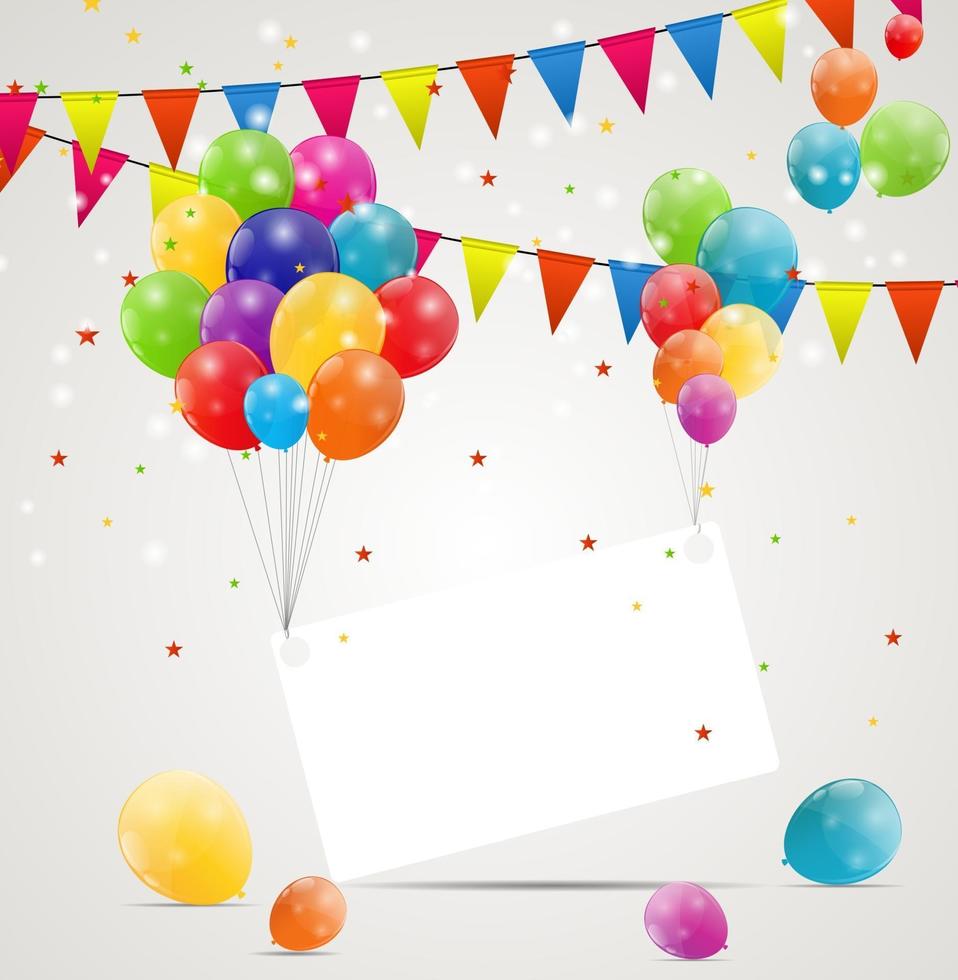 kleur glanzende ballonnen verjaardagskaart achtergrond vector illustrat