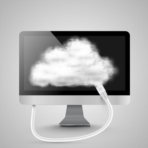 Computer verbindt met cloud vector