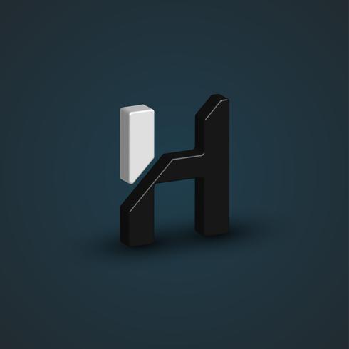 3D-zwart-wit personage uit een lettertype ingesteld, vector illustratie