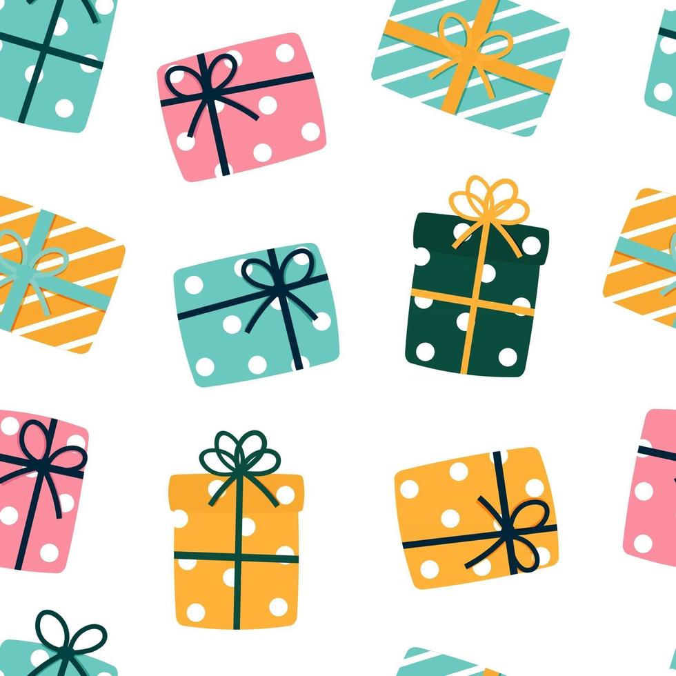 verpakte kerstcadeautjes naadloos herhaal vectorpatroon vector