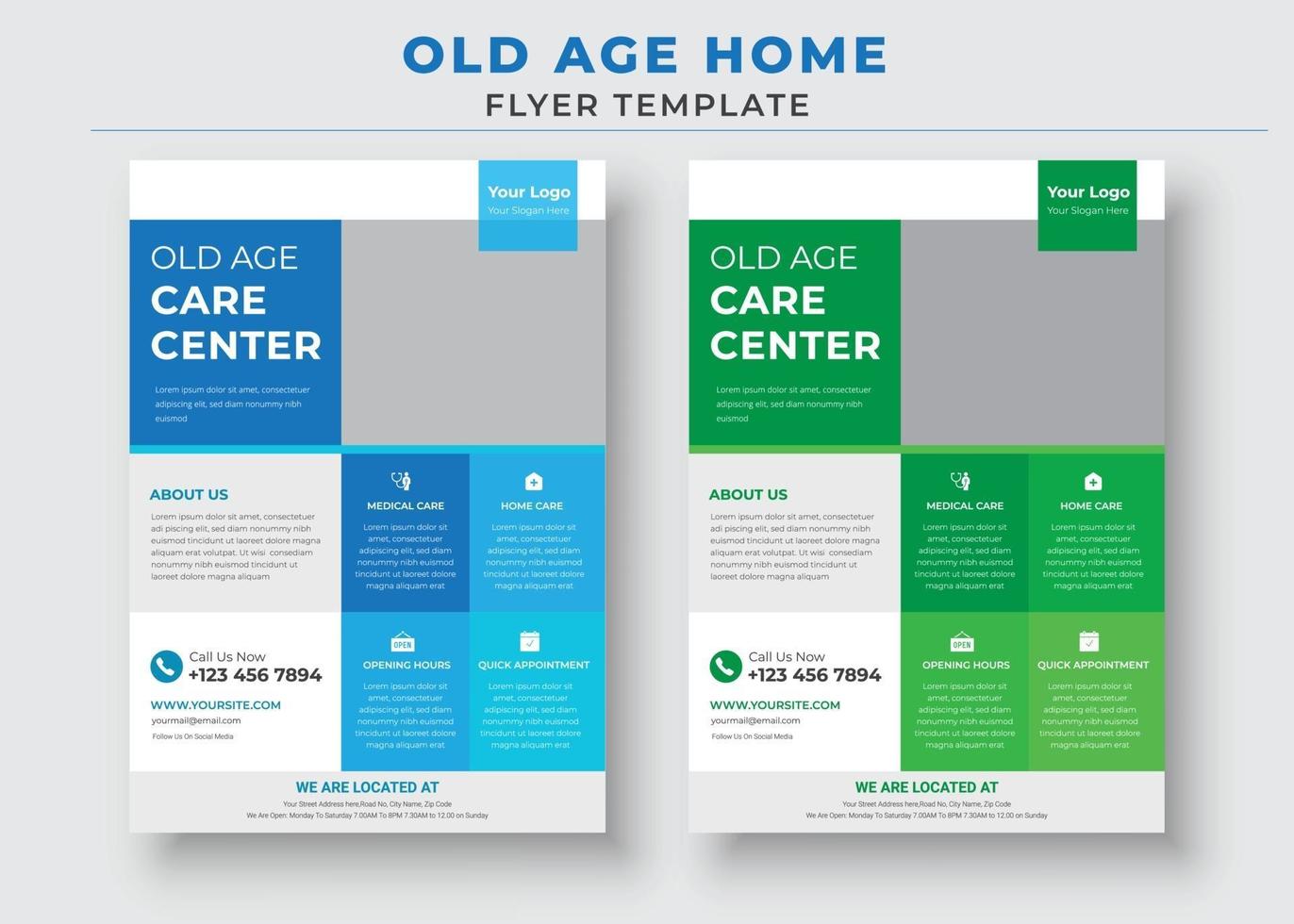 flyer-sjabloon voor senioren, beste flyer voor bejaardentehuizen vector