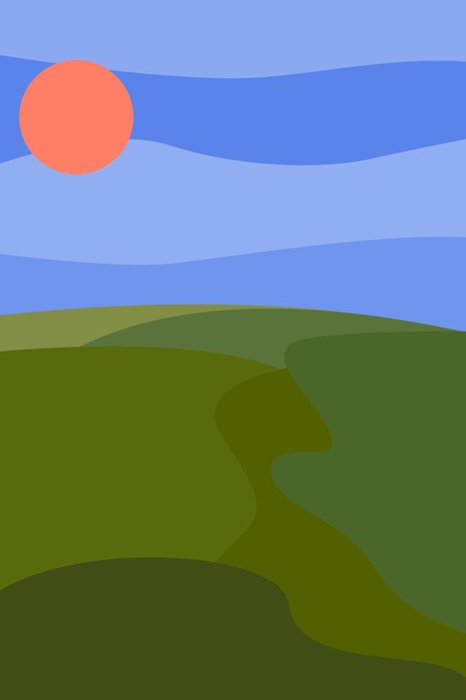 bos minimalistisch abstract landschap. velden en weiden. vector