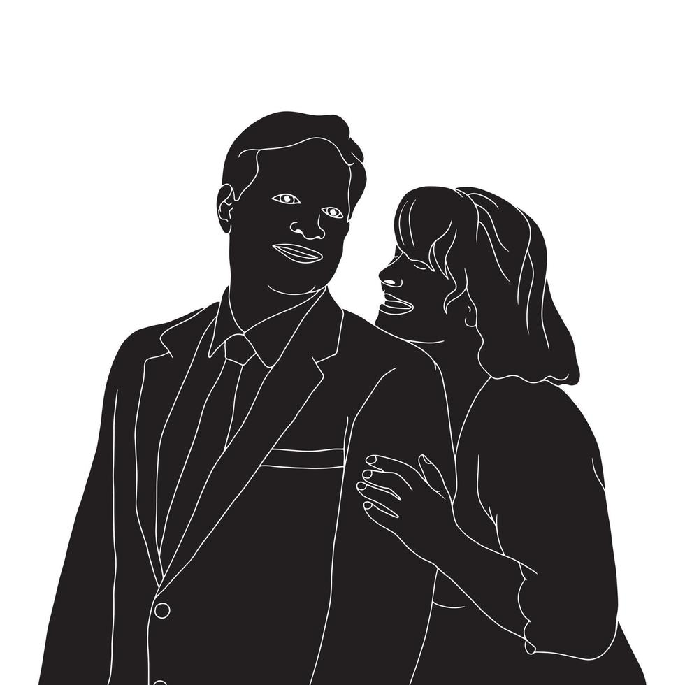 vriendschap karakter silhouet illustratie op geïsoleerde achtergrond. vector