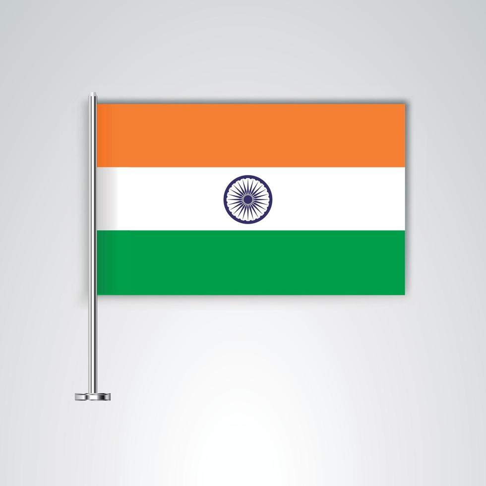 vlag van india met metalen stok vector