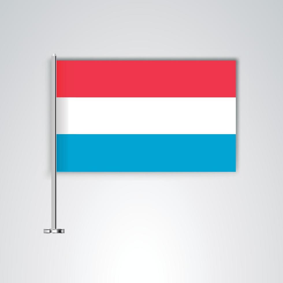 luxemburgse vlag met metalen stok vector