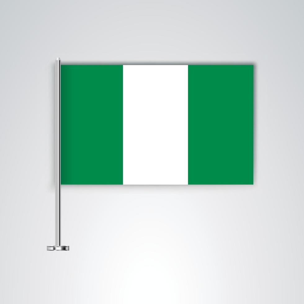 vlag van nigeria met metalen stok vector