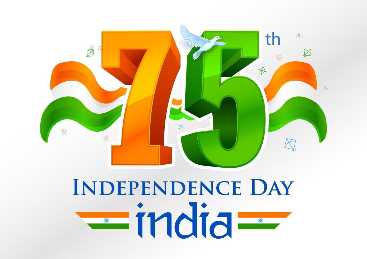 driekleur voor 75e onafhankelijkheidsdag van india op 15 augustus vector