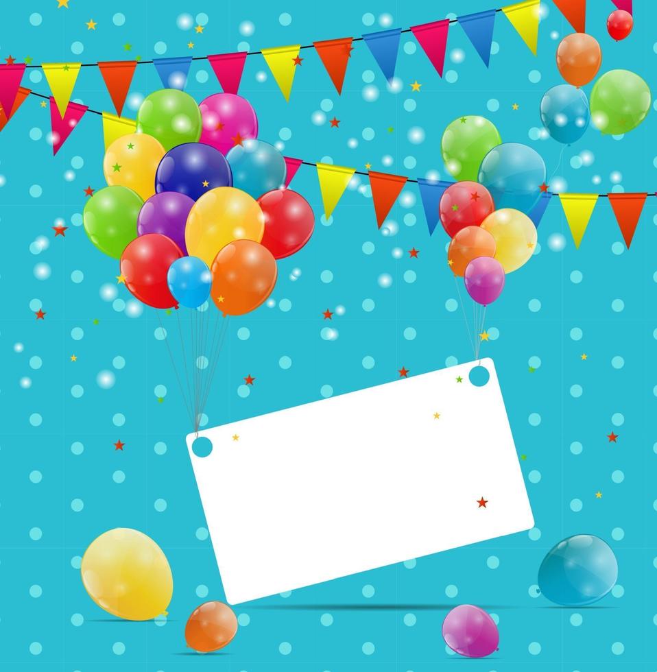 kleur glanzende ballonnen verjaardagskaart achtergrond vector