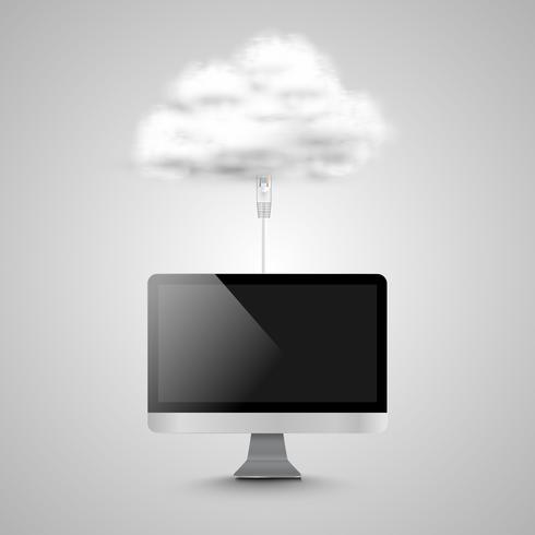 Computer verbindt met cloud vector