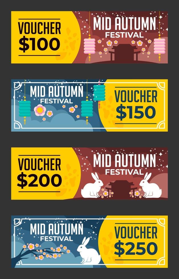 mid herfst festival voucher set vector