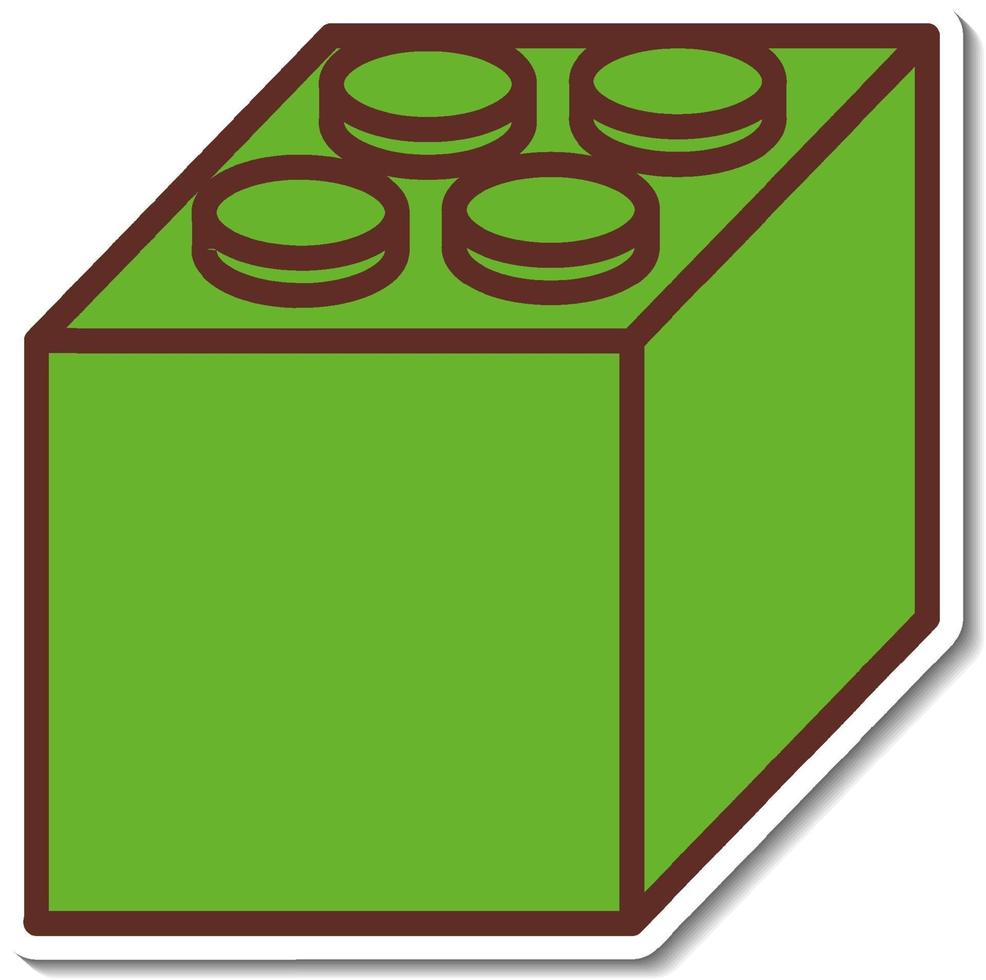 stickerontwerp met groen legoblok geïsoleerd vector