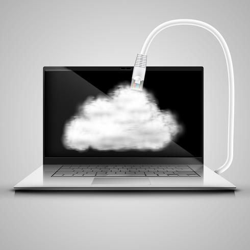 Notebook maakt verbinding met cloud vector