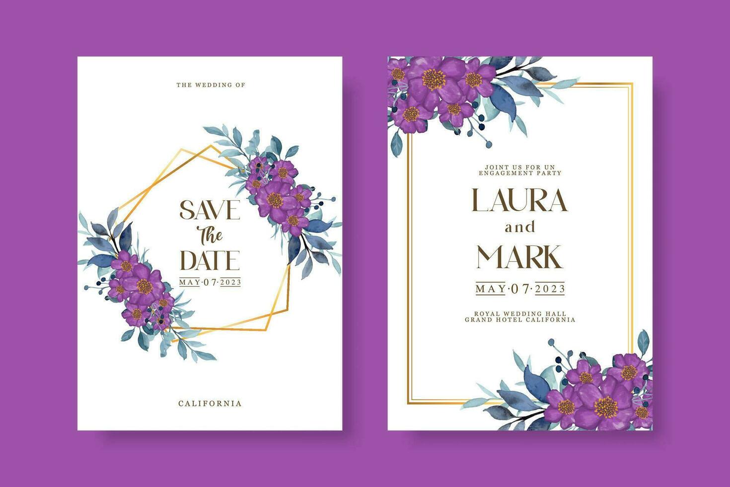bruiloft uitnodiging sjabloon met bloem vector
