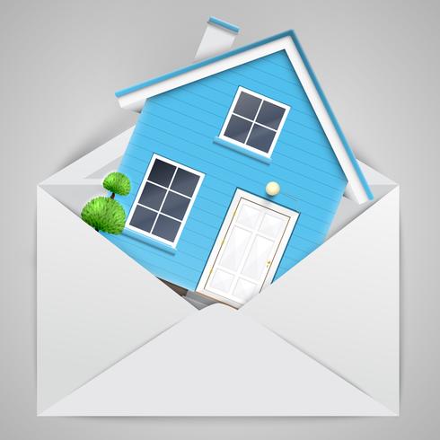 Huis in een envelop, vector