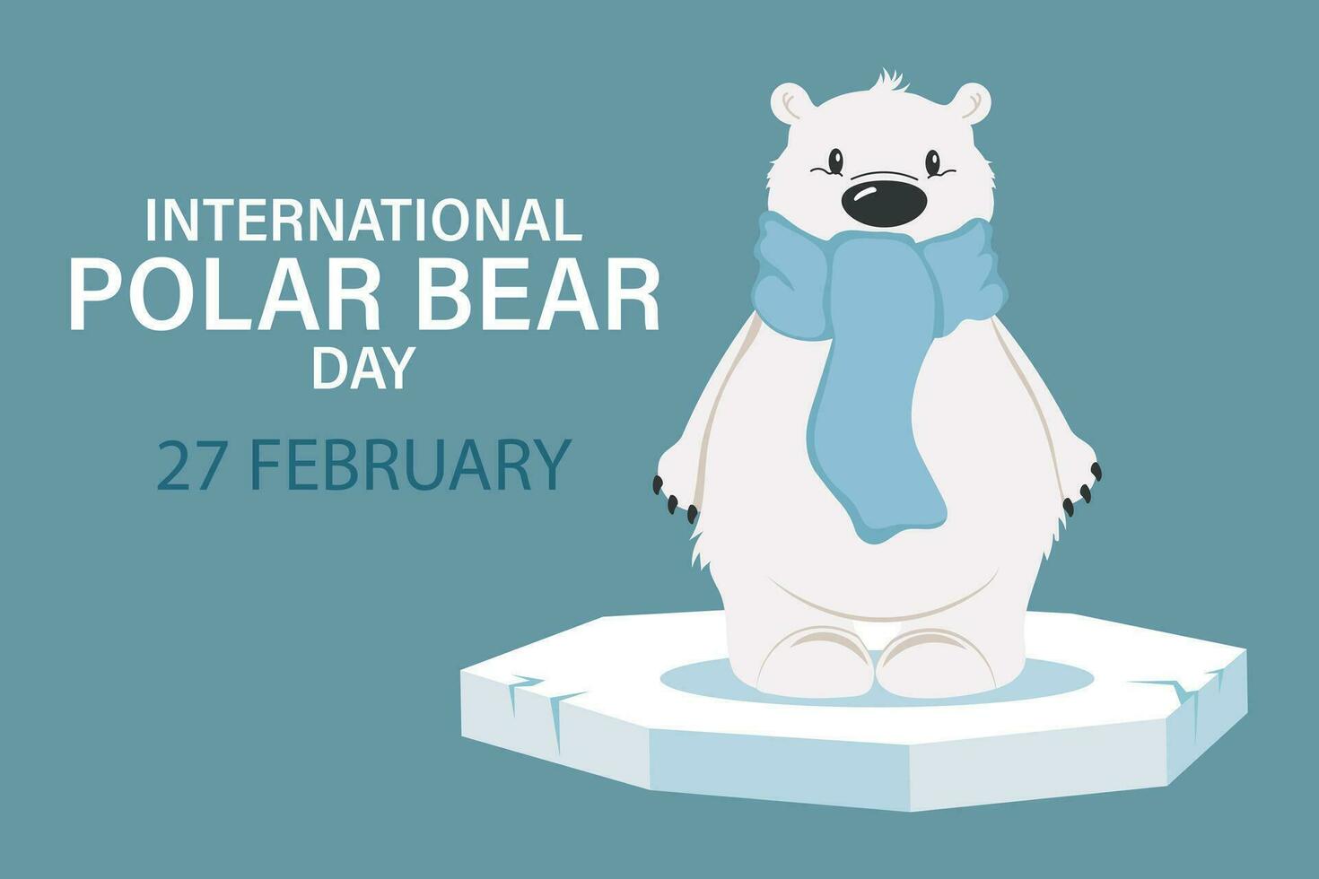 Internationale polair beer dag, spandoek. schattig polair beer en tekst. groet kaart, poster, vector
