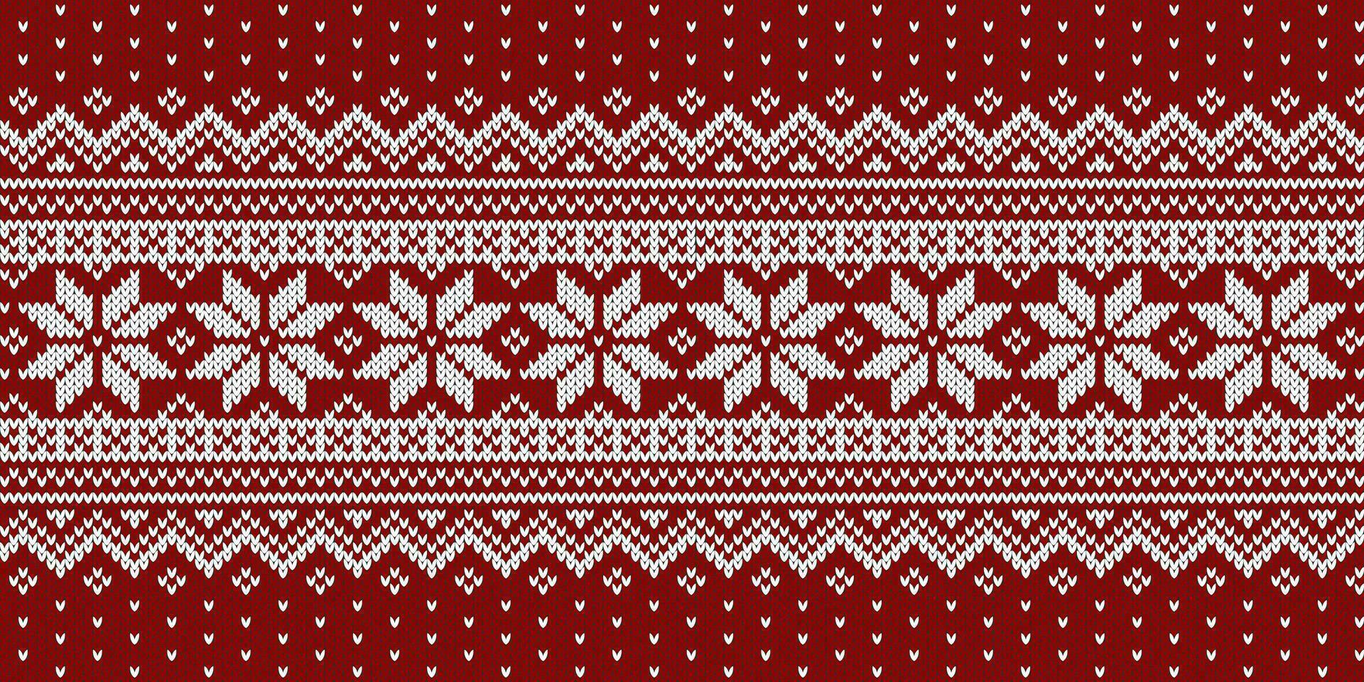 Kerstmis trui gebreid patroon, wit ornament Aan rood achtergrond. vector ontwerp.