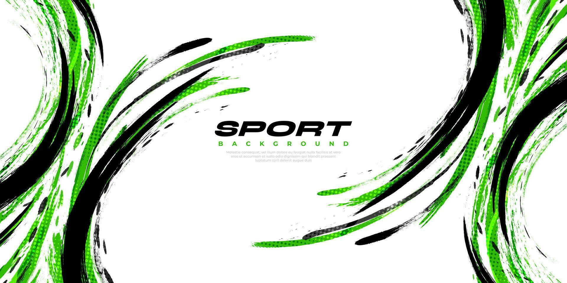 zwart en groen borstel illustratie met halftone effect geïsoleerd Aan wit achtergrond. sport achtergrond met grunge stijl. krassen en structuur elementen voor ontwerp vector