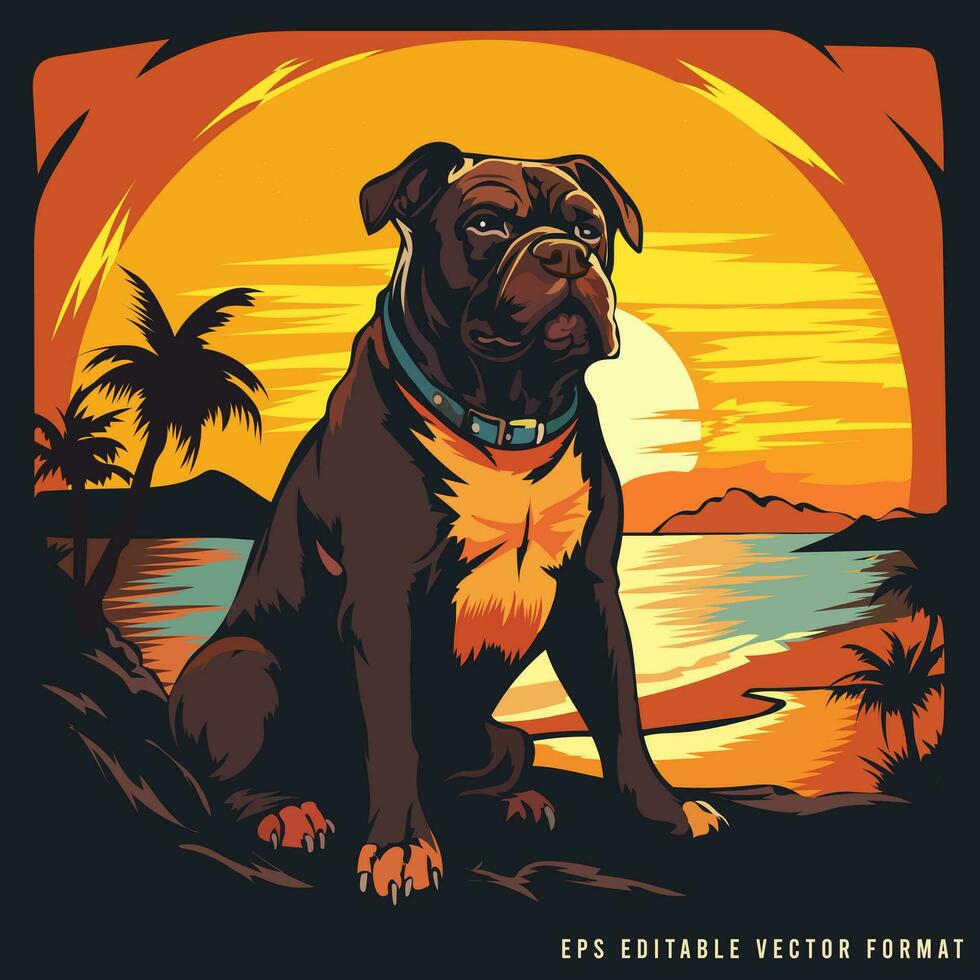 pit stier hond retro t-shirt ontwerp vector illustratie