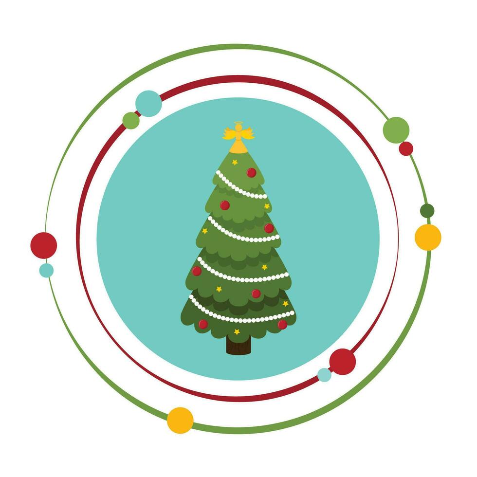 versierd Kerstmis boom met engel vector illustratie vakantie grafisch icoon