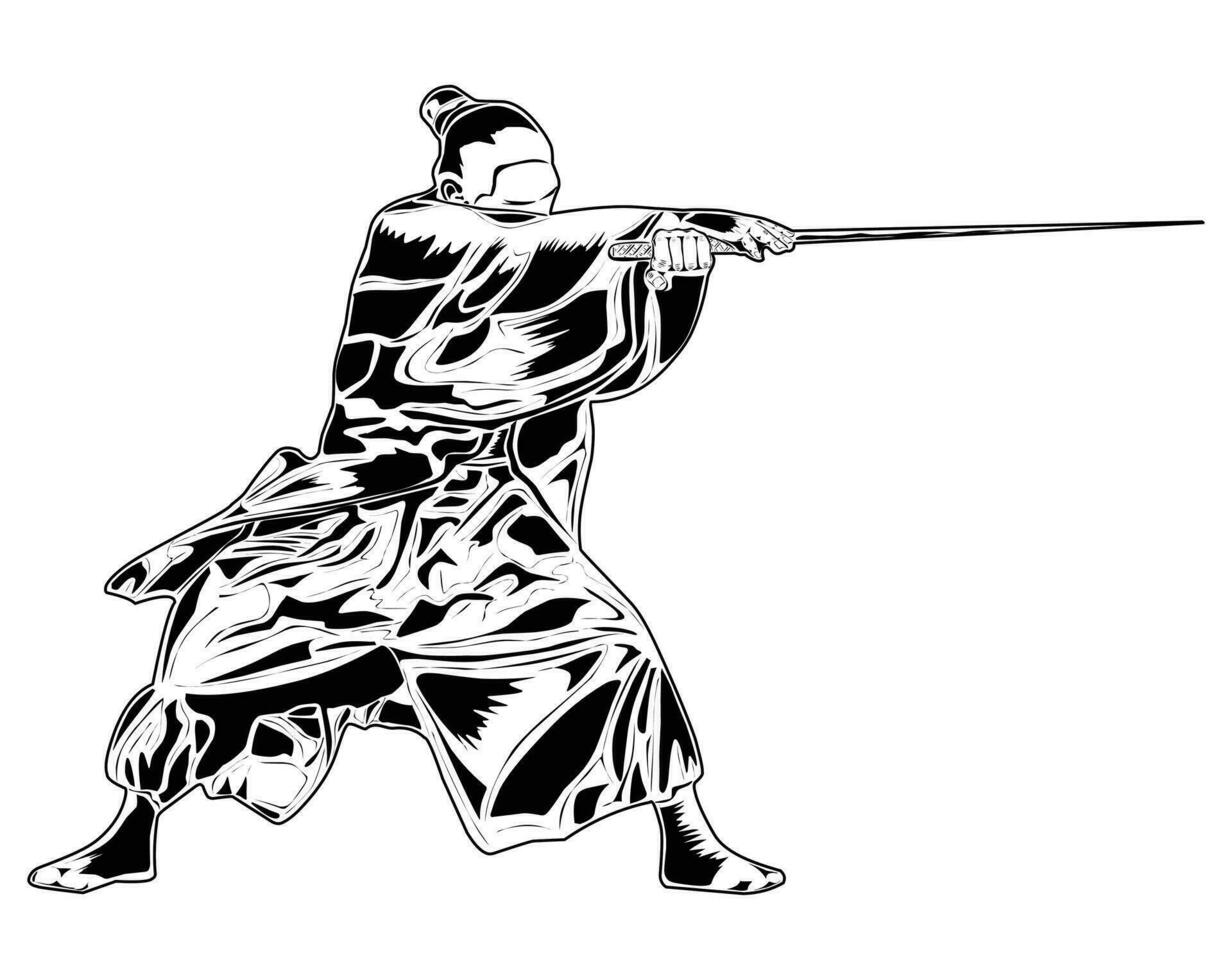 samurai silhouet afbeelding, geschikt voor affiches, symbolen, t-shirt ontwerpen en anderen vector