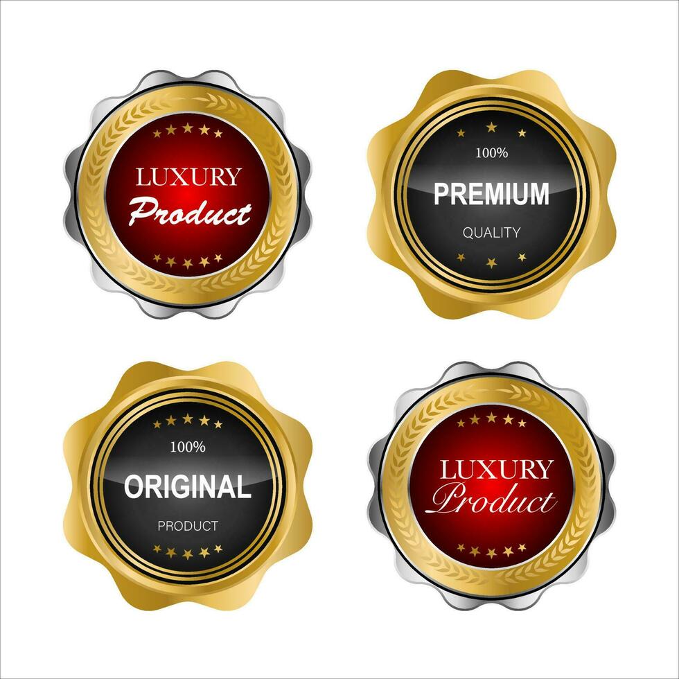 gouden badges en etiketten met gouden lint vector verzameling .vector illustratie