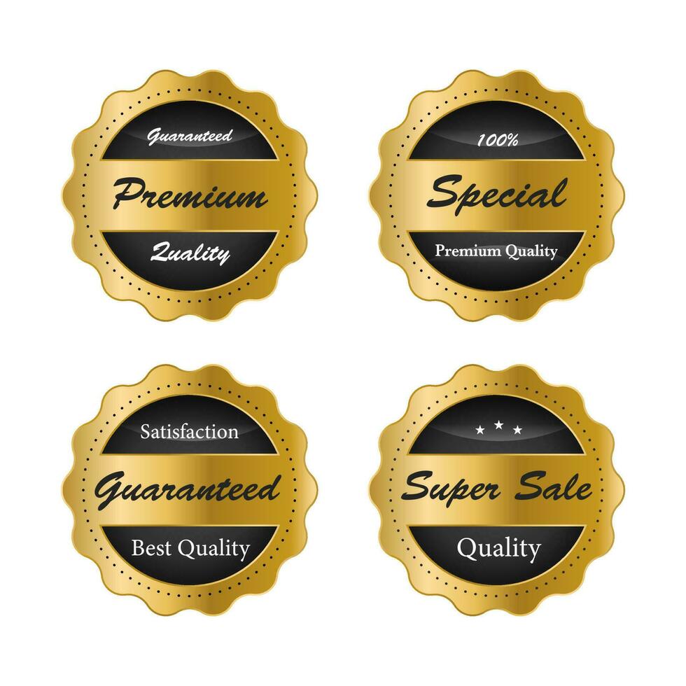 luxe goud badges en etiketten premie kwaliteit Product. vector