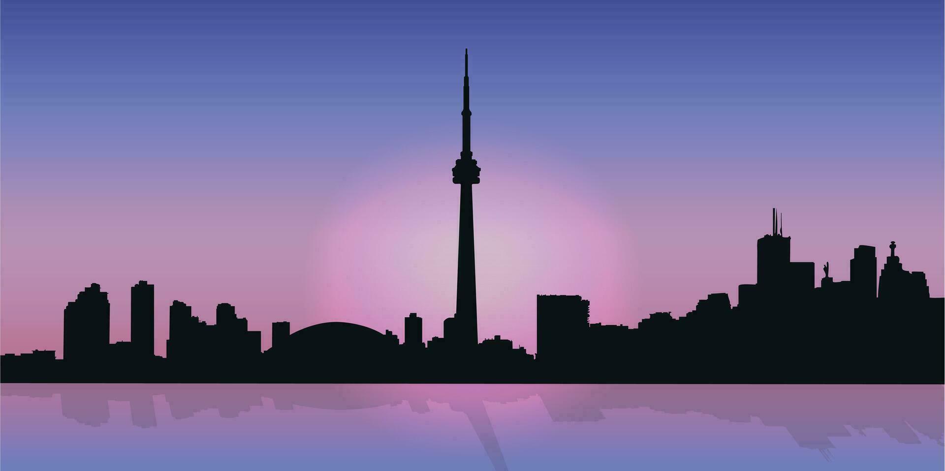 Toronto horizon Bij zonsondergang. stad silhouet. Toronto Bij zonsondergang. zonsondergang in de stad. zonsopkomst in Toronto vector