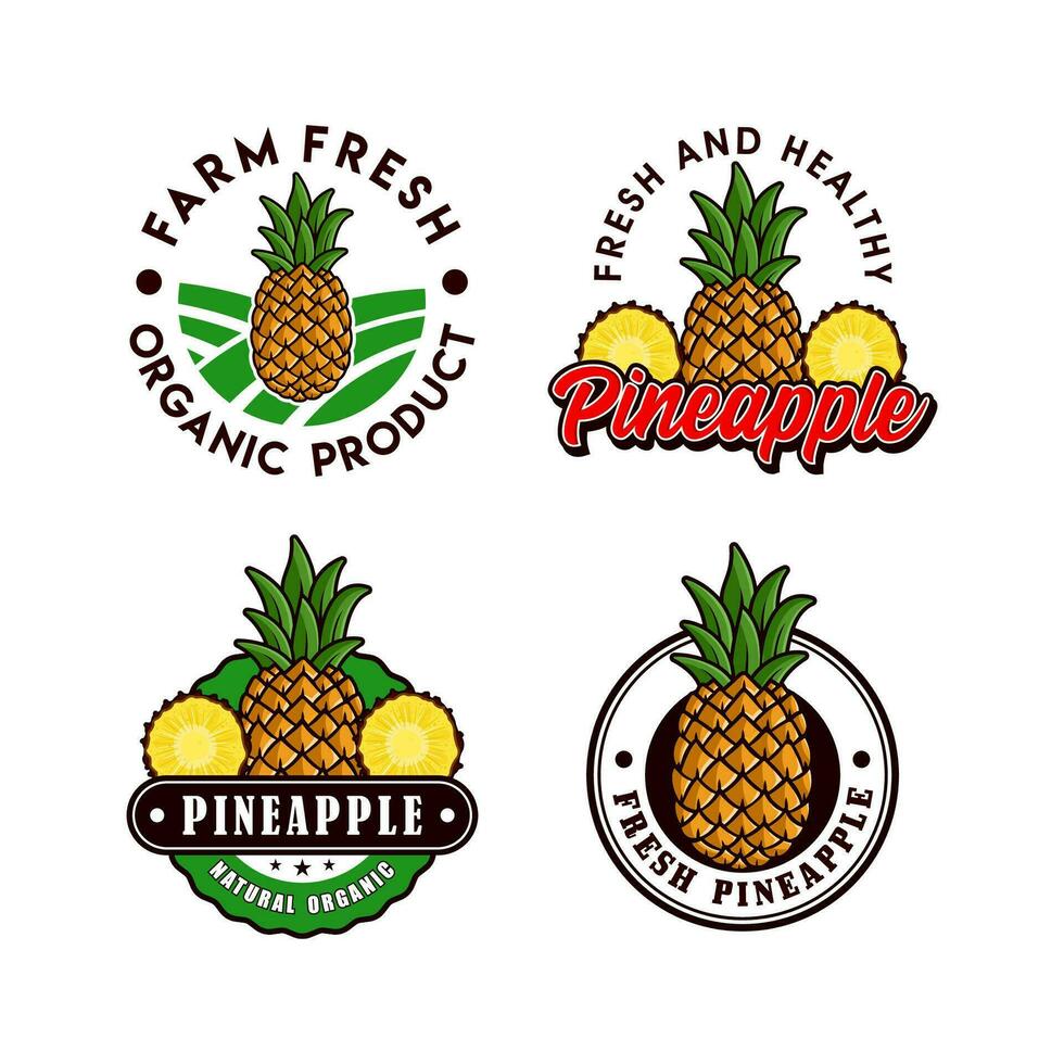 ananas fruit logo ontwerp verzameling vector