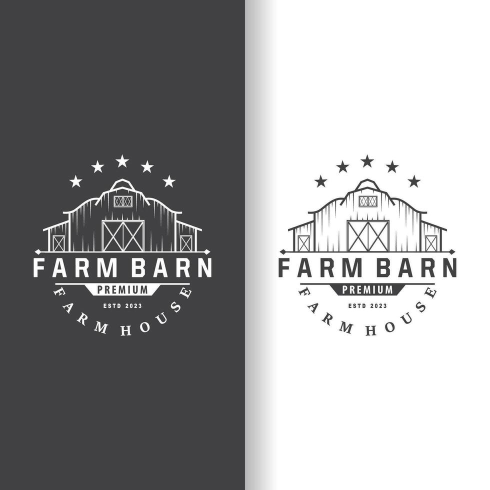 landbouw boerderij schuur logo, gemakkelijk retro stijl wijnoogst gebouw sjabloon illustratie ontwerp vector