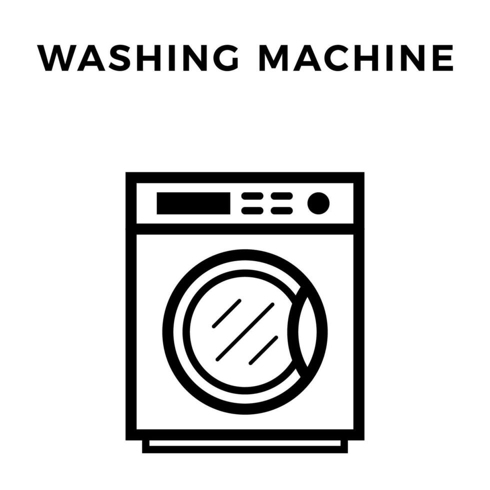 het wassen machine zwart schets vector