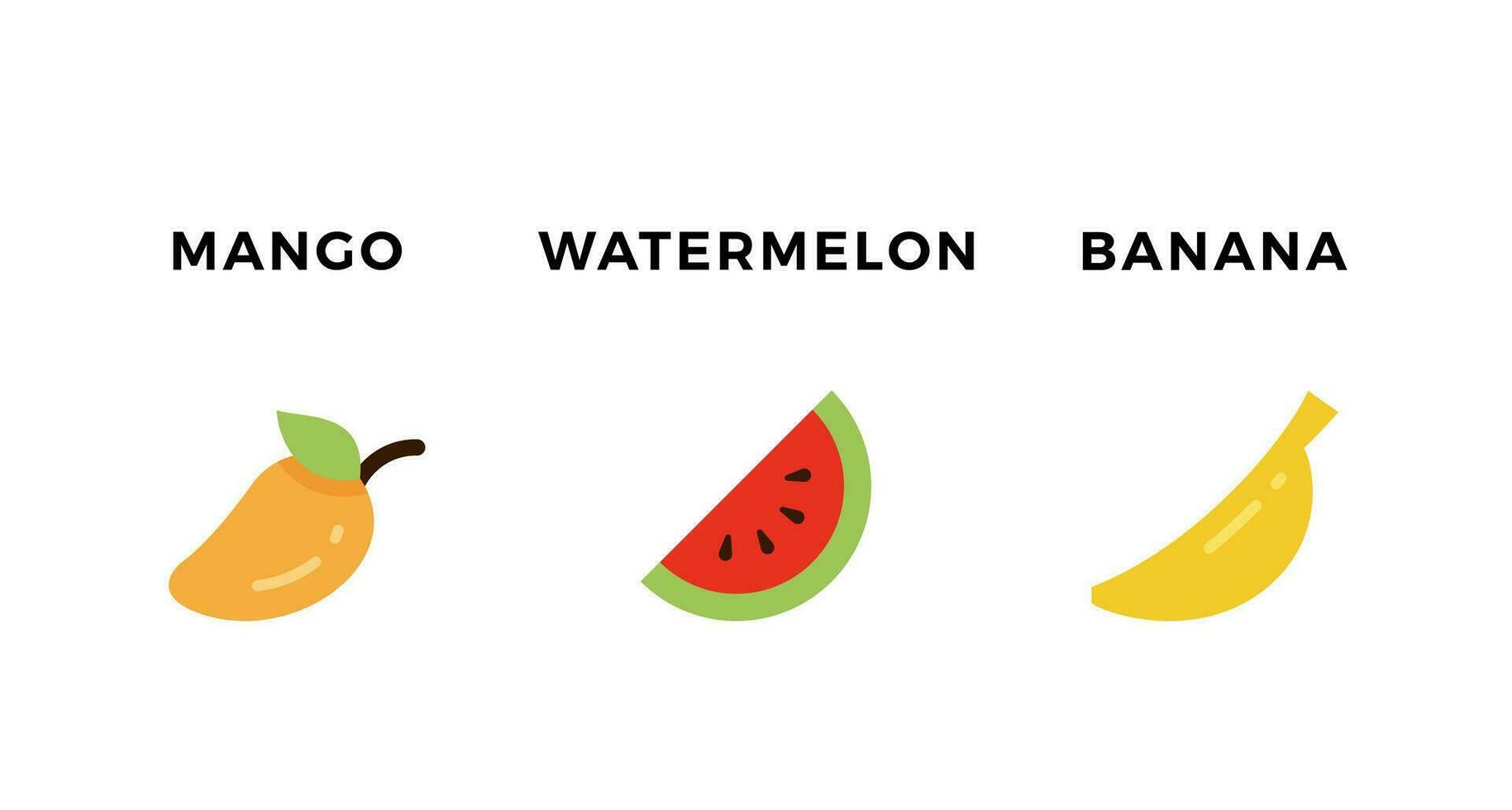 mango watermeloen banaan kleur solide vector