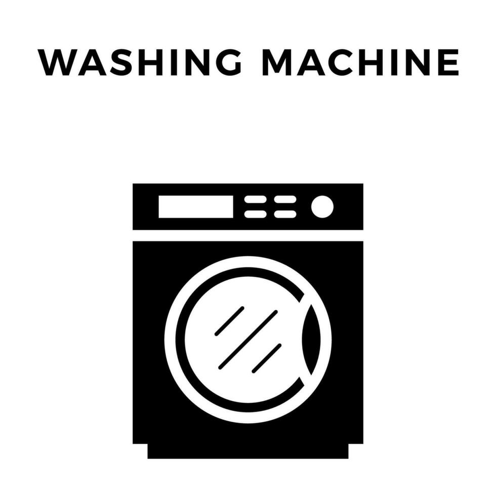 het wassen machine zwart solide vector