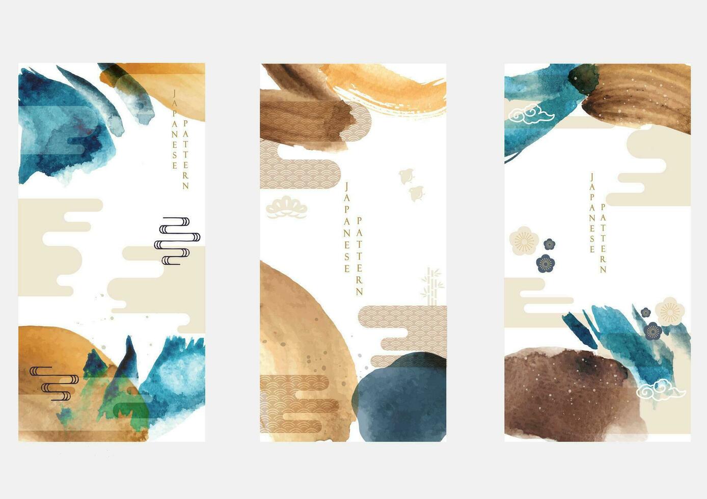 abstract kunst achtergrond met borstel beroerte decoratie vector. kers bloesem bloem met wolk elementen banier ontwerp. Japans Golf patroon. vector