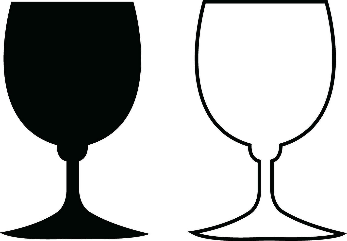 wijn bril pictogrammen reeks gemakkelijk symbool van bar, restaurant. . divers wijn glas vlak of lijn vector zwart silhouet verzameling voor mobiel concept en web ontwerp.