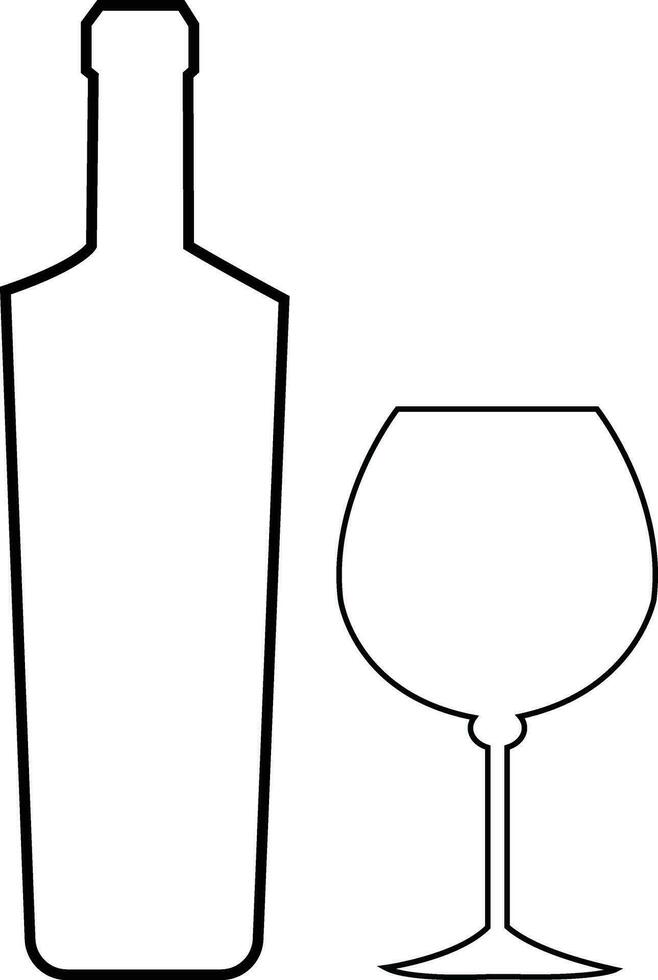 alcohol fles en glas lijn pictogrammen. zwart schets vector silhouet met wijn, cognac, Champagne, bier. alcohol lineair verzameling .elementen monochroom