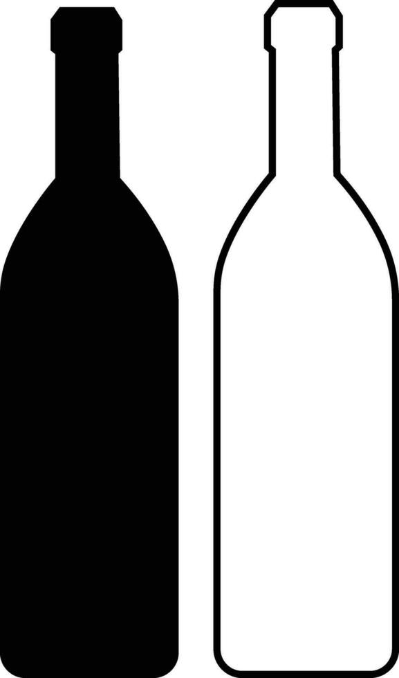 wijn bier zwart lijn of vlak flessen icoon set. bar, kroeg, brouwen symbool. alcohol, drankjes winkel op te slaan, menu item vector silhouet verzameling koel en verfrissend element